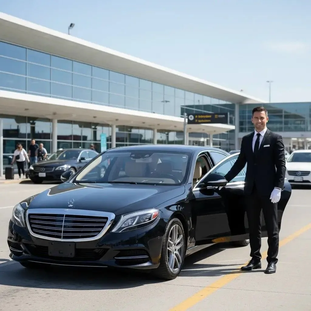 Professional chauffeur driving airport limo Ajax